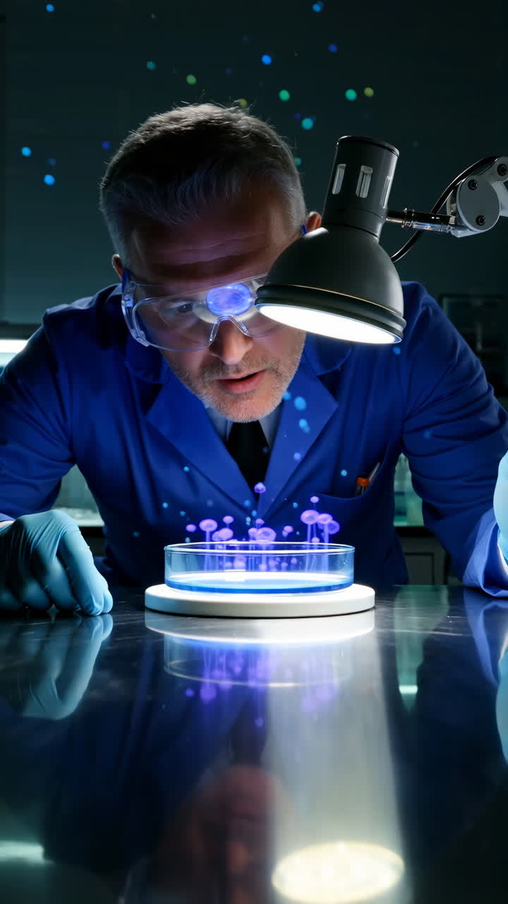 científico examinando la placa de petri en el laboratorio