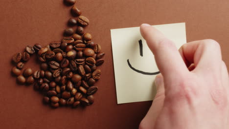 smiley lo publicó junto a los granos de café.