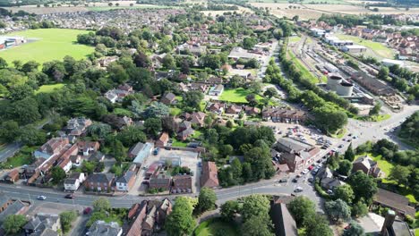 Aufsteigende-Drohne,-Luftaufnahme-North-Walsham-Norfolk,-Großbritannien