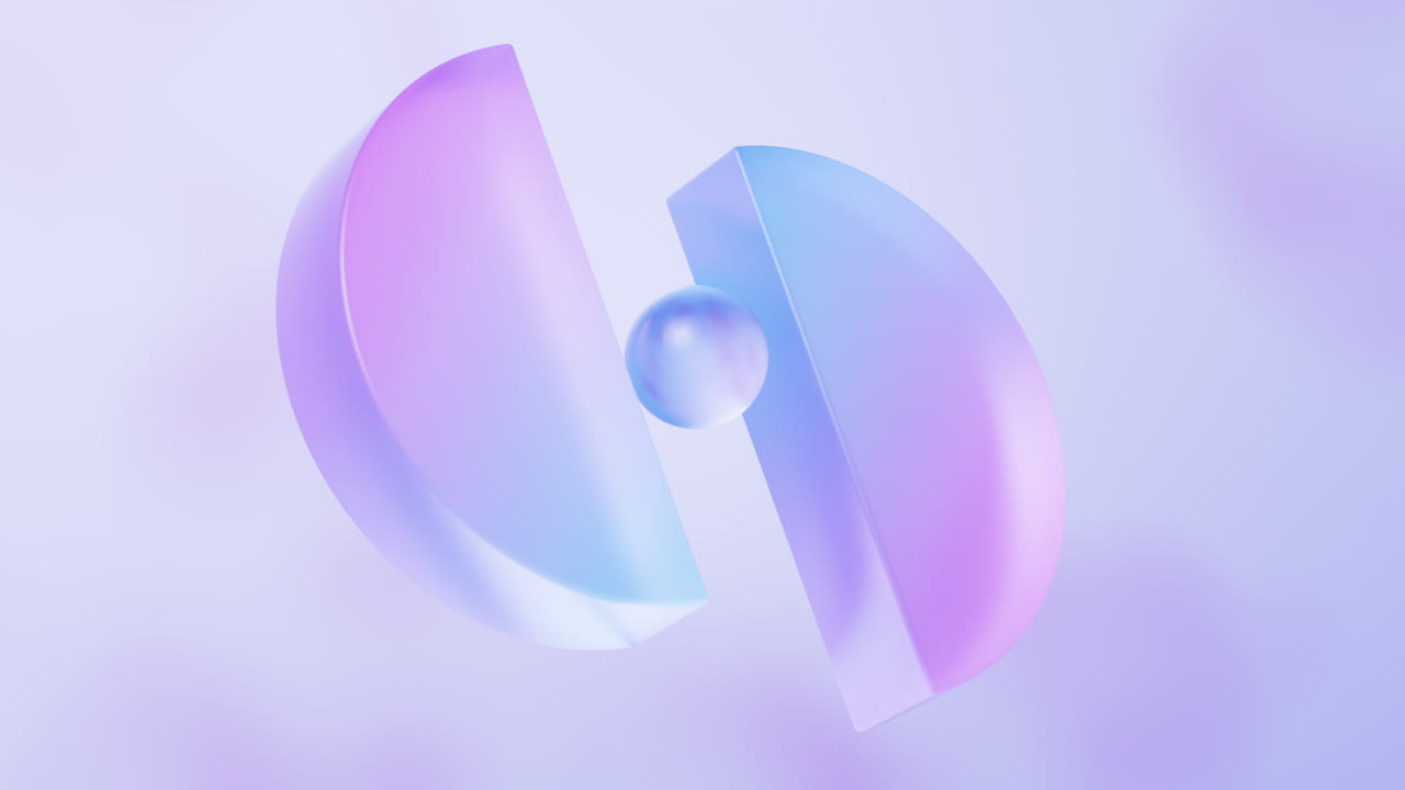 추상적인 곡선 유리 기하학 배경, 3d 렌더링