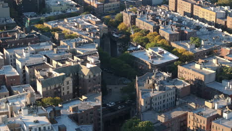drone point of view brooklyn, new york sunrise
