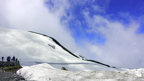 snow removal on a mountain in japan
