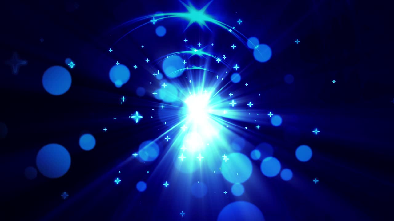 4k 아름다운 보케와 반이는 별빛 루프 애니메이션, 트렌디한 미래주의 파란 입자, 추상적인 배경, 원활한 루프, 보케 조명, 크리스마스 축하와 새해 축하에 파란 반이는