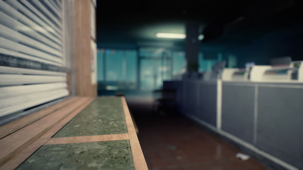 밤 에 닫힌 상점 앞