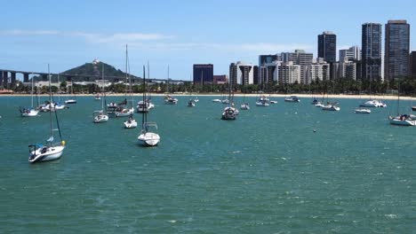 vitoria bay with sail boats and buildings on summer daytime