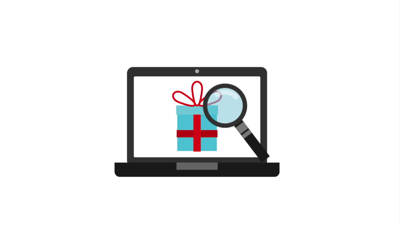 노트북이 확대 유리창으로 선물을 표시하고 있습니다.