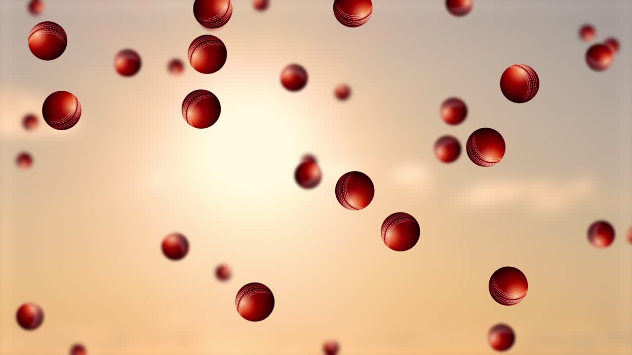 은 공이 해가 지는 배경으로 내려갑니다.