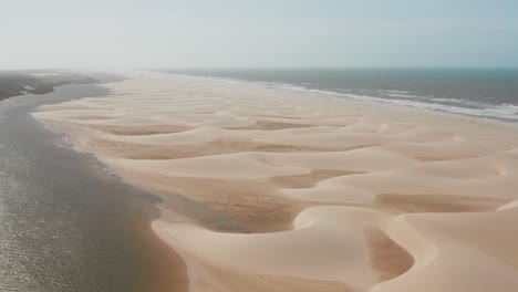 aerial: kitesurfing in the river delta of parnaiba, northern brazil