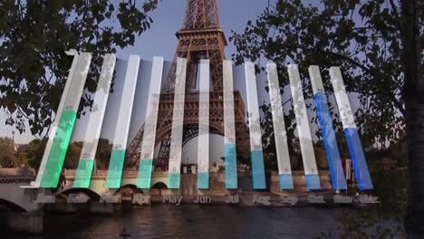 animation of data processing over eiffel tower