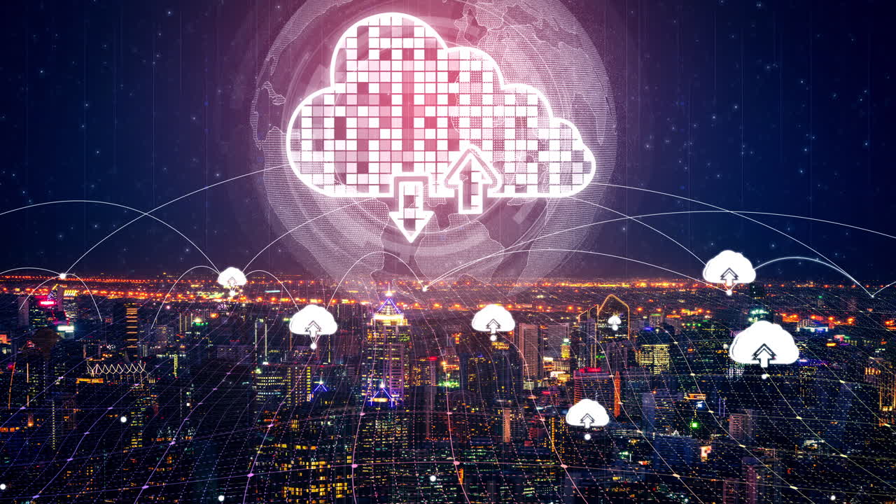 tecnología de computación en la nube y almacenamiento de datos en línea para la red de negocios astuta