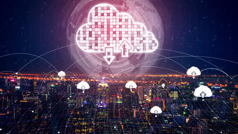 tecnología de computación en la nube y almacenamiento de datos en línea para la red de negocios astuta