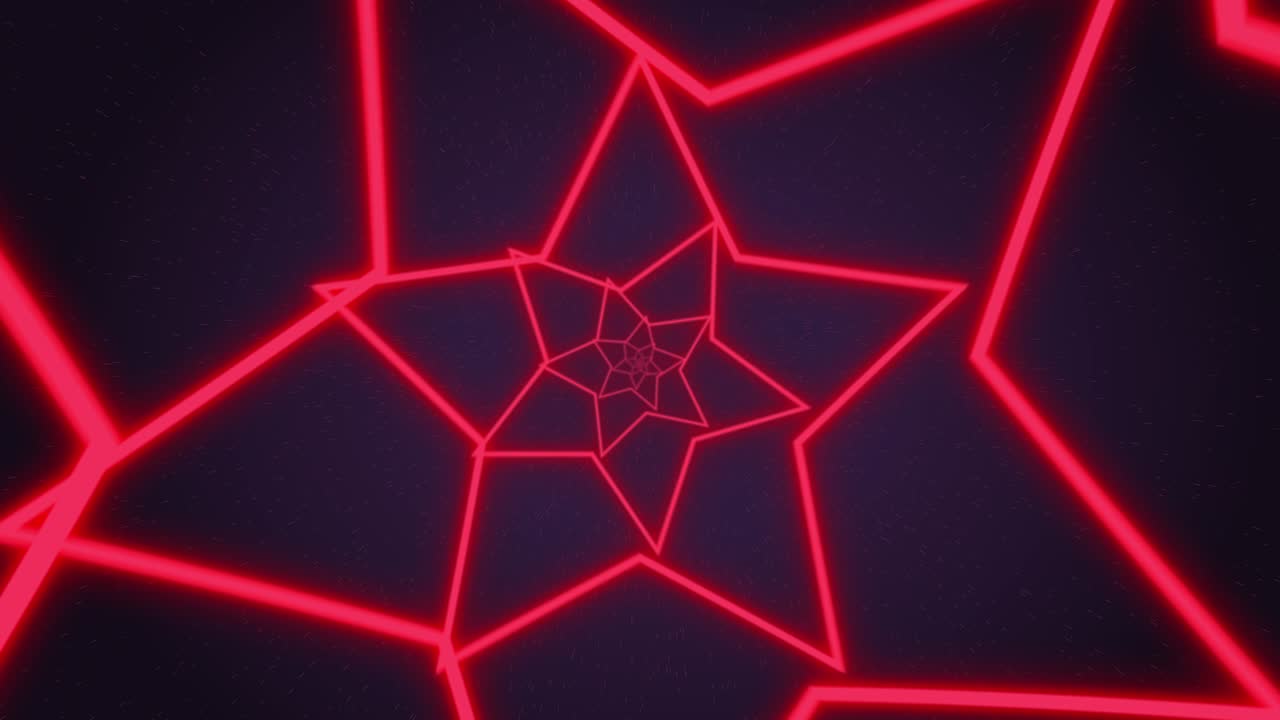 bucle de estrellas giratorias animado, luz de neón brillante