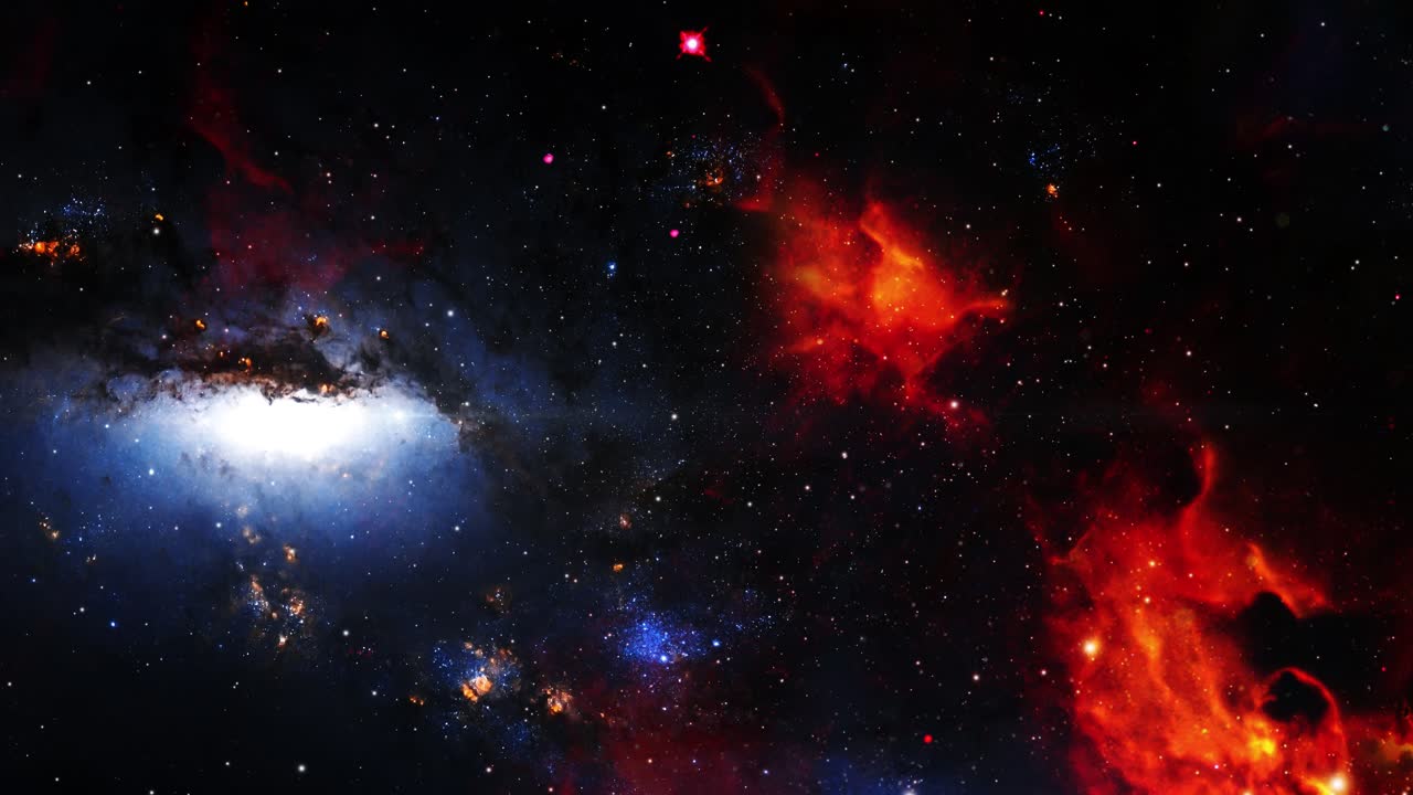 red cloud nebula that developed in the space 4k