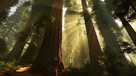 sunlight through the redwood forest