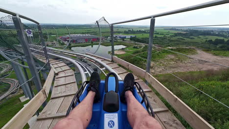 slow motion shot of a summer toboggan run