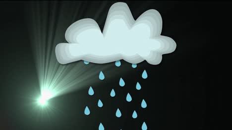 Das-Alphakanalelement-Der-Animation-Zeigt-Eine-Wolke-Und-Regen-Mit-Grünem-Hintergrund