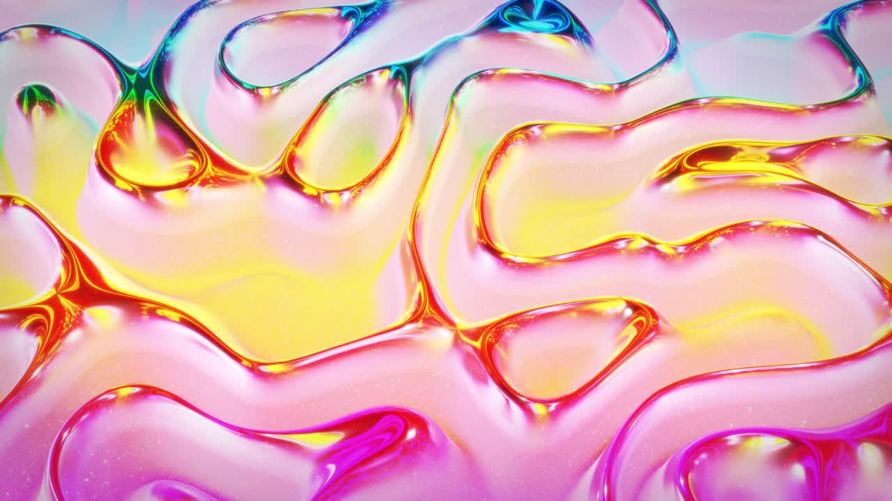 모양, 그라디언트 색상 및 흐름 파동이있는 액체의 아름다운 iridescent 파동 표면, 무지개 반이고 매트 액체, 부드러운 부드러운 애니메이션으로 창의적인 밝은 bg.
