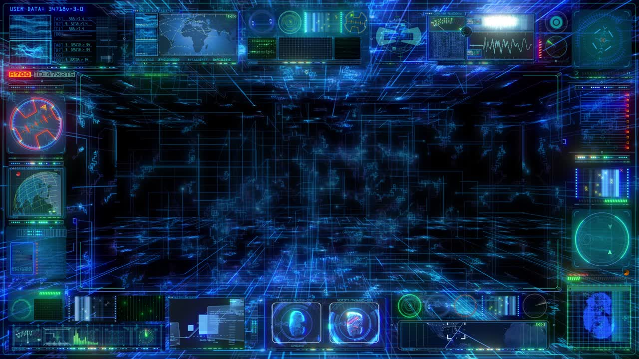 Technology Interface Computer HUD Data Digital GUI Screen - LOOP