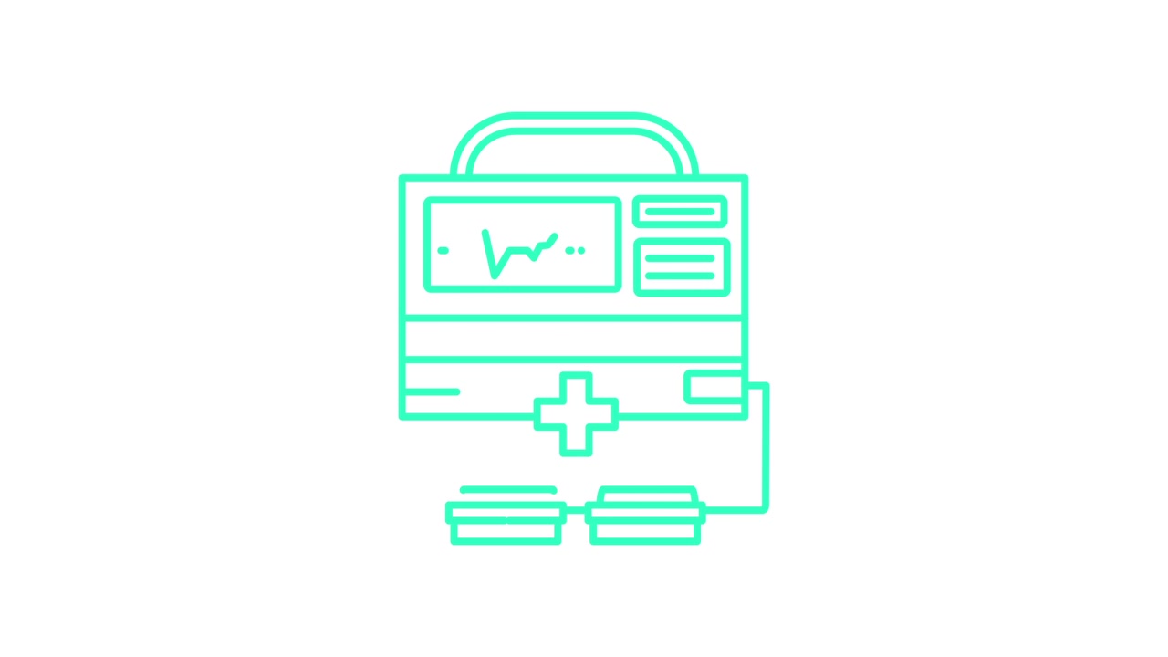 Animated Line Drawing of a Defibrillator Medical Device