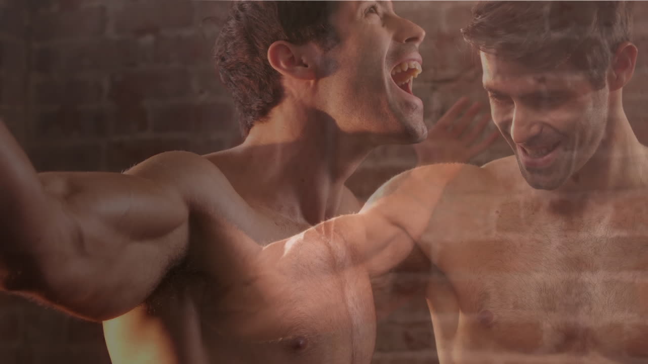 체육관 에서 운동 하는 백인 남성 의 애니메이션