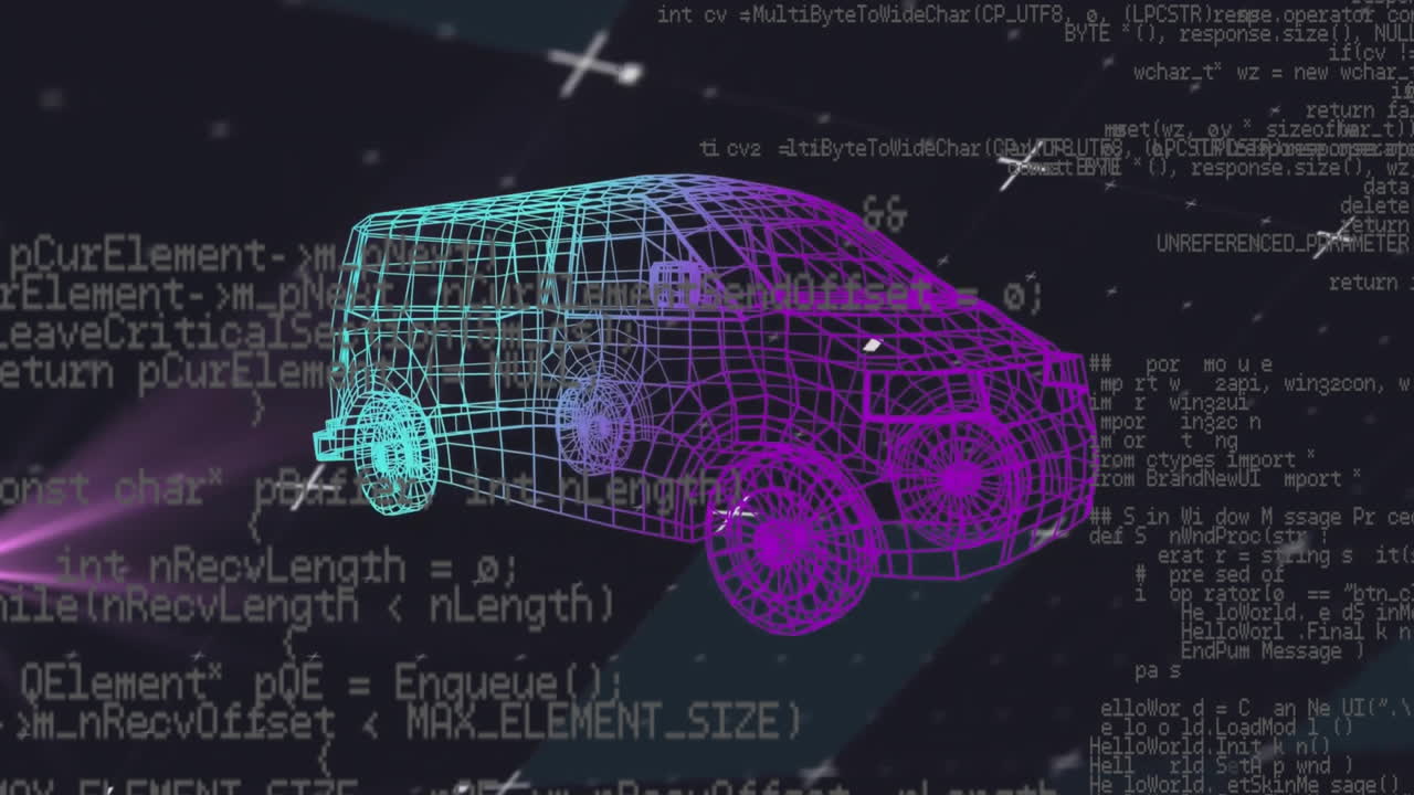 어두운 배경에서 3d 밴 드로잉 및 데이터 처리의 애니메이션