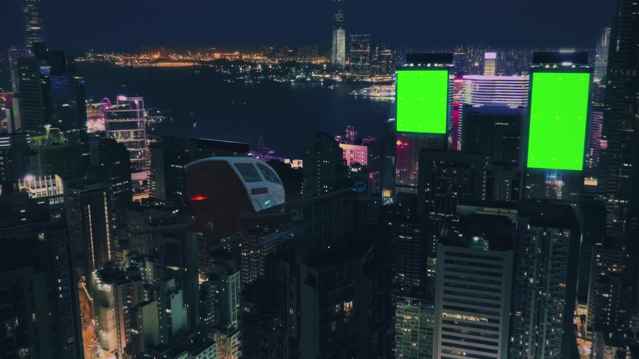 entrega de drones en hong kong por la noche