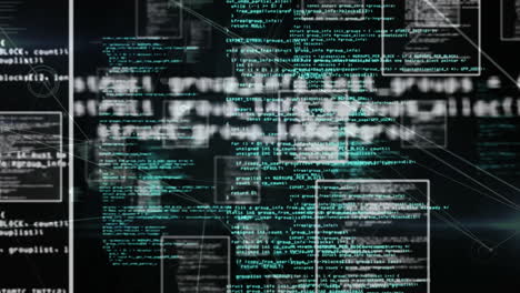 Animation of diverse data processing on black background