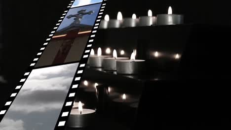 tiras de película y velas