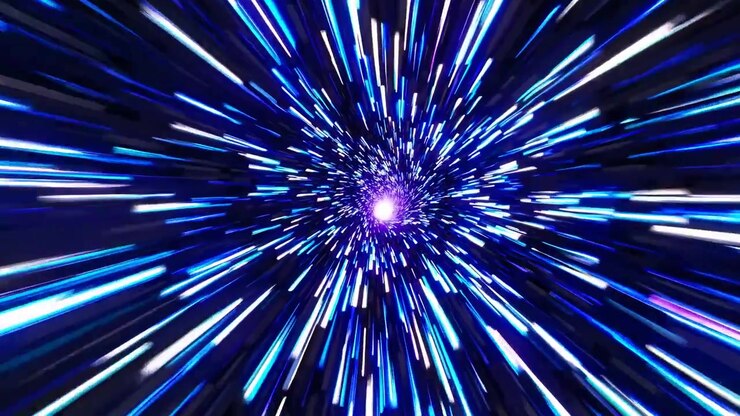 Abstract Motion Background of Blue Light Streaks in Hyperspace