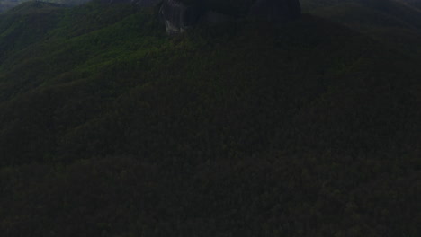 Luftaufnahme-Von-Bäumen-Zu-Einer-Granitfelsformation,-Die-über-Dem-Wald-Thront