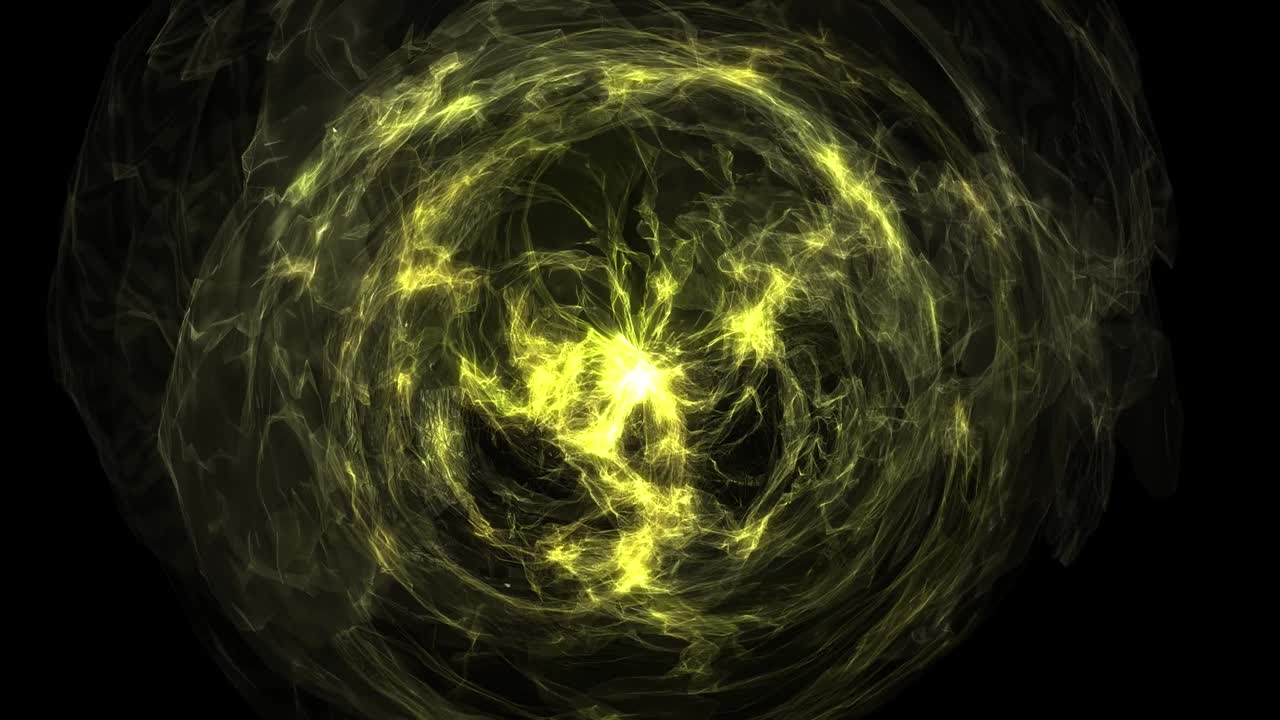 animación de un objeto luminoso redondo abstracto. el color de la onda de energía es amarillo.