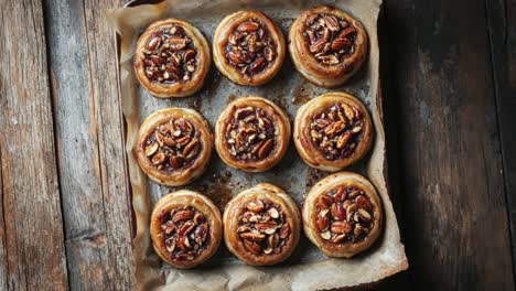 baked pecan rolls on a baking sheet