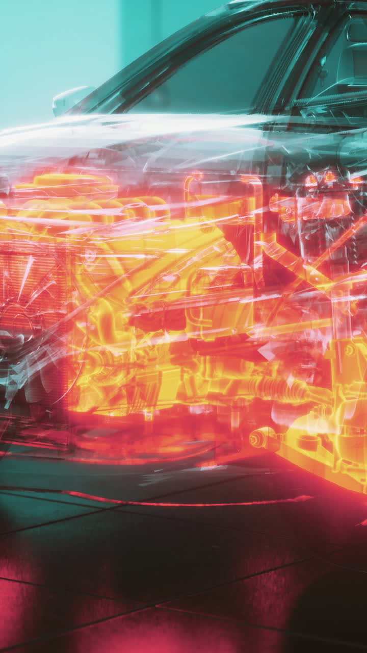 Transparent car showcasing intricate engineering details and modern design