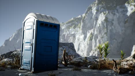 portable mobile toilet in the beach. chemical wc cabin