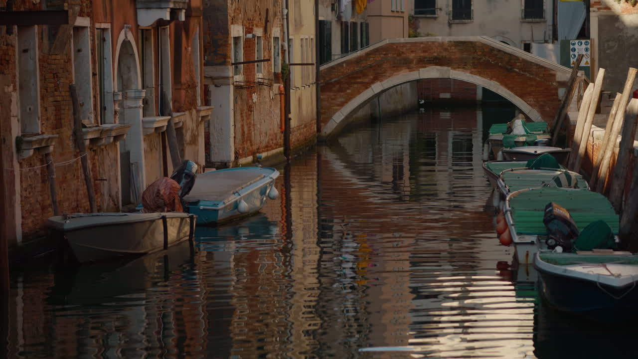 Venice Canal Scenery with Boats