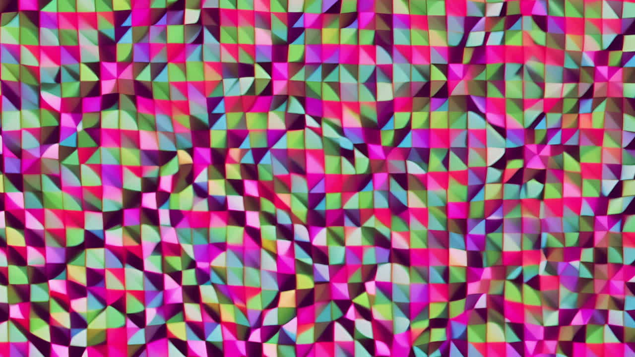 Colorful geometric shapes forming vibrant mosaic pattern animation
