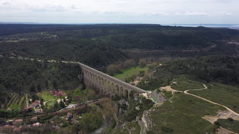 large aerial view over the largest stone aqueduct in the world roman roquefavour