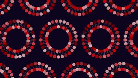 patrón dinámico y animado de círculos rojos y blancos en una matriz flotante