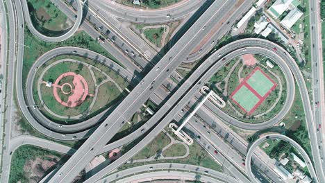 aerial view zoom in with beautiful highway road traffic for transport.