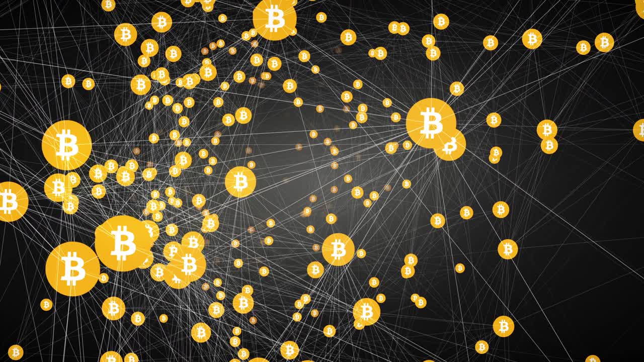minería de bitcoin, movimiento lento conectado símbolos de bitcoin