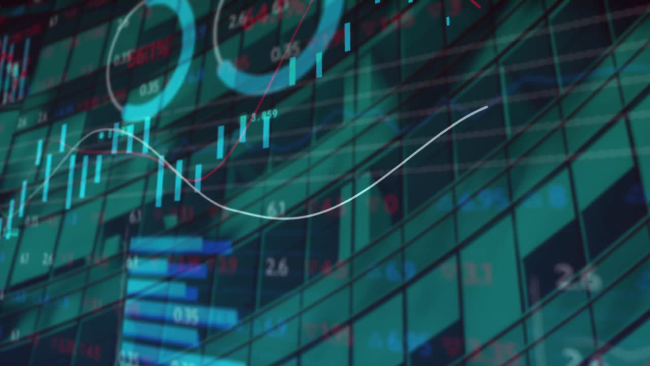 Financial and stock market data processing against tall building