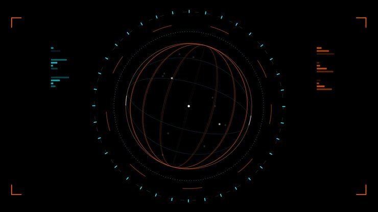 Futuristic Digital Globe Interface with Data Visualization