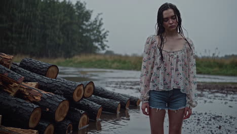mujer en la lluvia