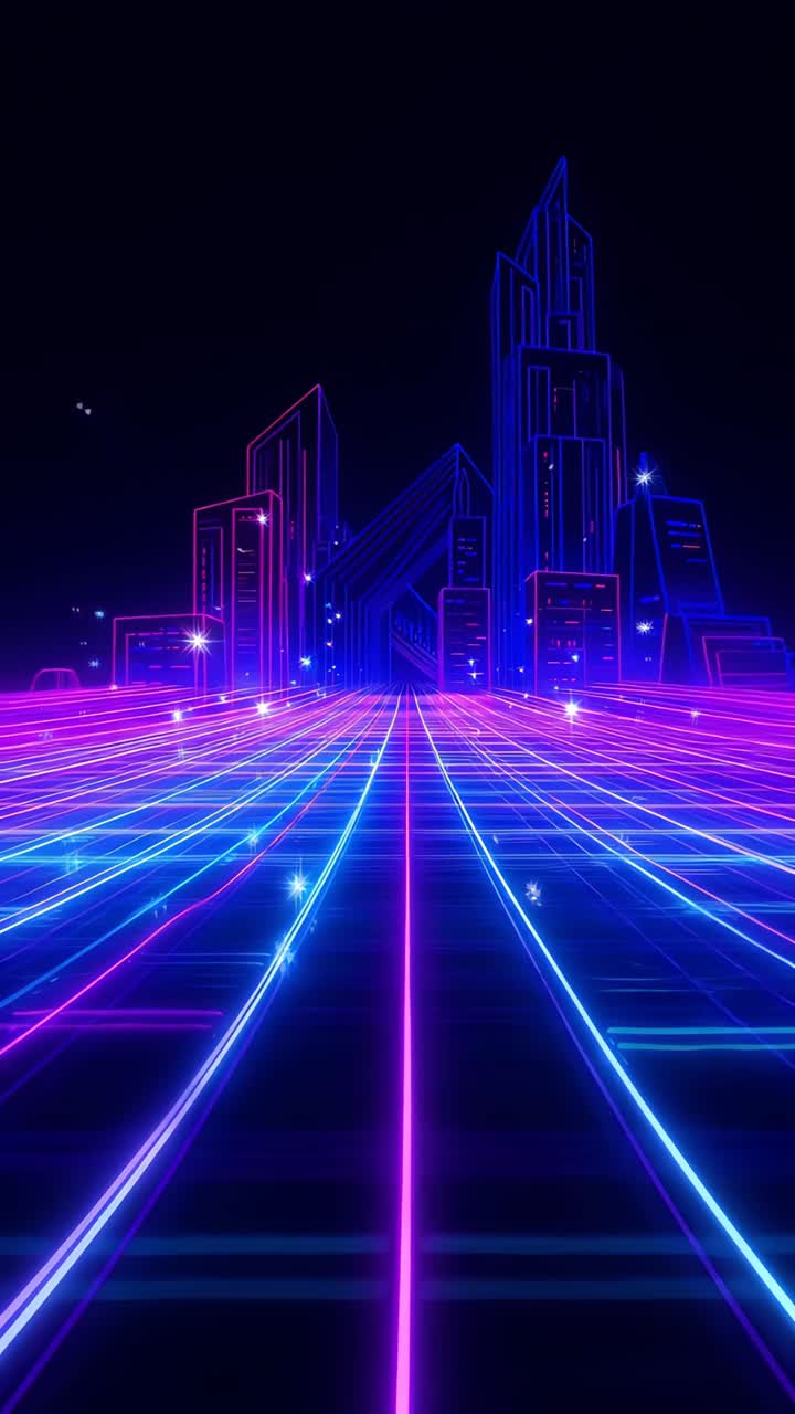 Retro-futuristico Sci-Fi Retrowave Griglia Neon 4K