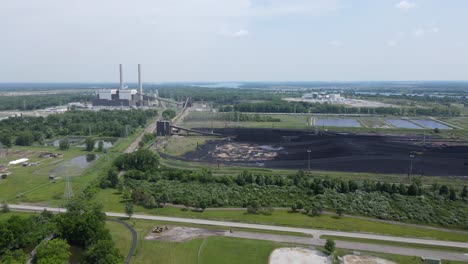 pile of coal for dte belle river power plant, aerial view