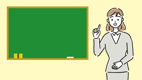 blackboard and instructor woman explaining