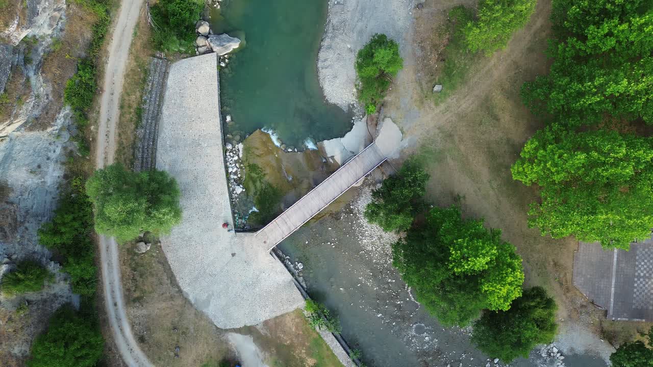 Nestorio River Party music festival camping Greece holiday park empty aerial drone Aliakmonas River