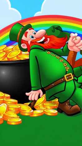 st. patrick's day celebration with leprechaun and pot of gold