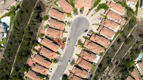 aerial view of a suburban residential neighborhood with cul-de-sac and houses