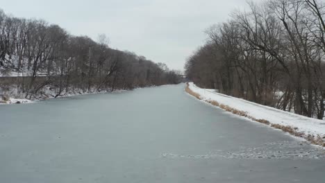 frozen icy river in low angle view